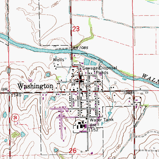 Topographic Map of Washington Police Department, OK