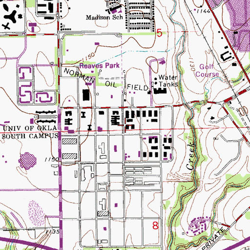 Topographic Map of University of Oklahoma Police Department Norman, OK