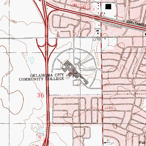 Topographic Map of Oklahoma City Community College Campus Safety and Security, OK
