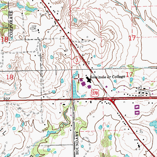 Topographic Map of Seminole State College Police Department, OK