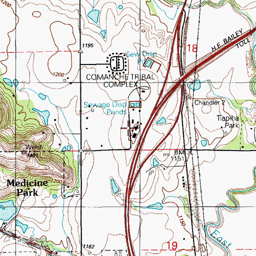 Topographic Map of Comanche Tribal Police Department, OK