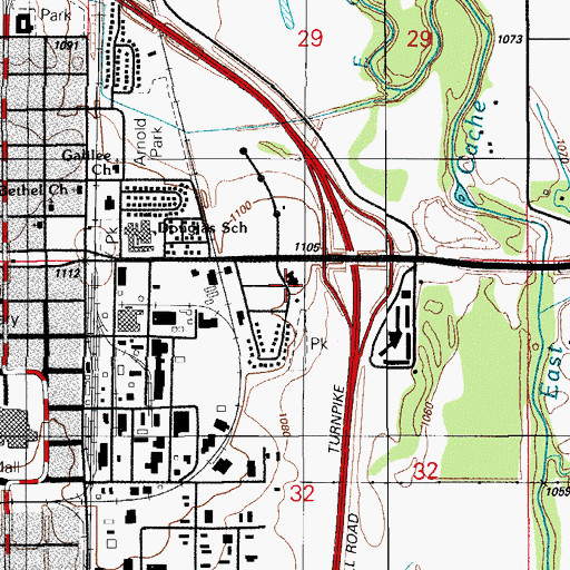 Topographic Map of Oklahoma State Highway Patrol Troop G, OK