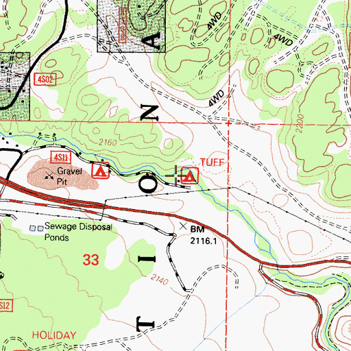 Topographic Map of Tuff Campground, CA