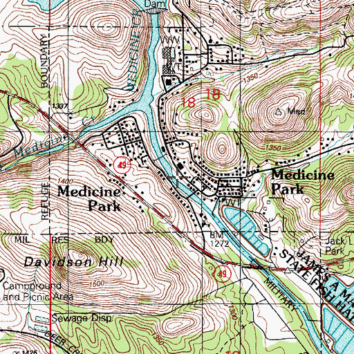 Topographic Map of Medicine Park Police Department, OK