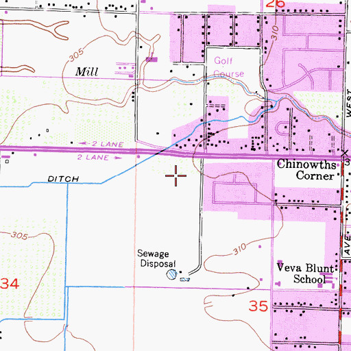 Topographic Map of California Highway Patrol Central Division - Visalia, CA