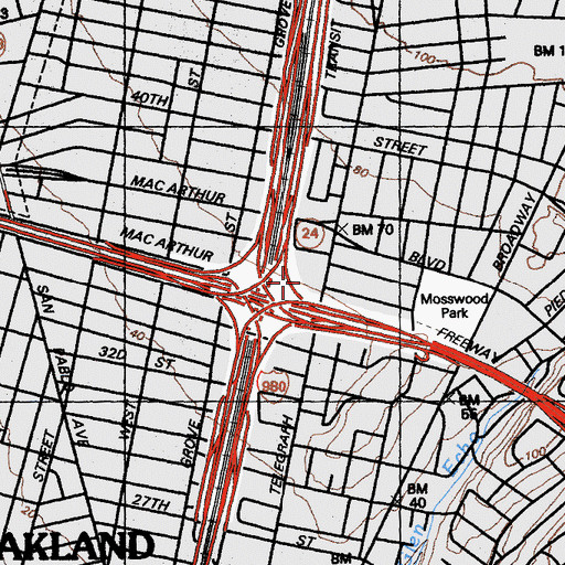 Topographic Map of California Highway Patrol Golden Gate Division - Oakland, CA