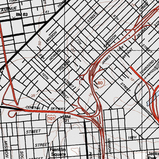 Topographic Map of California Highway Patrol Golden Gate Division, CA