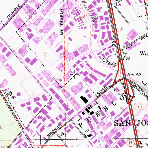 Topographic Map of California Highway Patrol Golden Gate Division - San Jose, CA