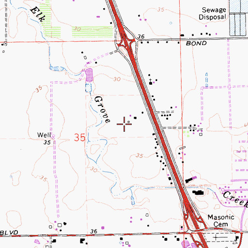 Topographic Map of Elk Grove Police Department, CA