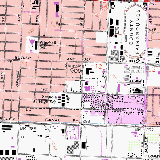 Topographic Map of Fresno Police Department District Office, CA