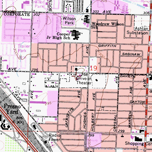 Topographic Map of Fresno Police Department Northwest District Office, CA