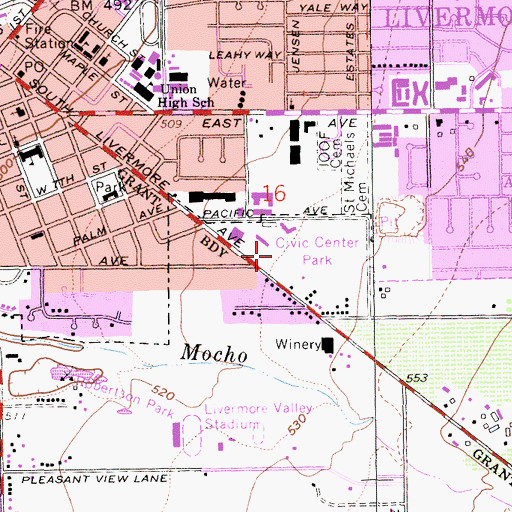 Topographic Map of Livermore Police Department, CA