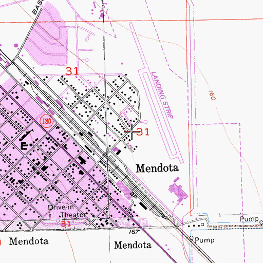 Topographic Map of Mendota Police Department, CA
