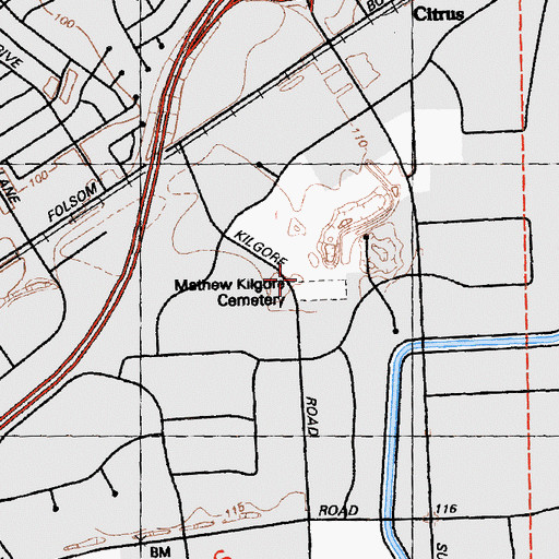 Topographic Map of Rancho Cordova Police Department, CA