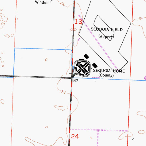 Topographic Map of Tulare County Sheriff Agricultural / Rural Crimes, CA
