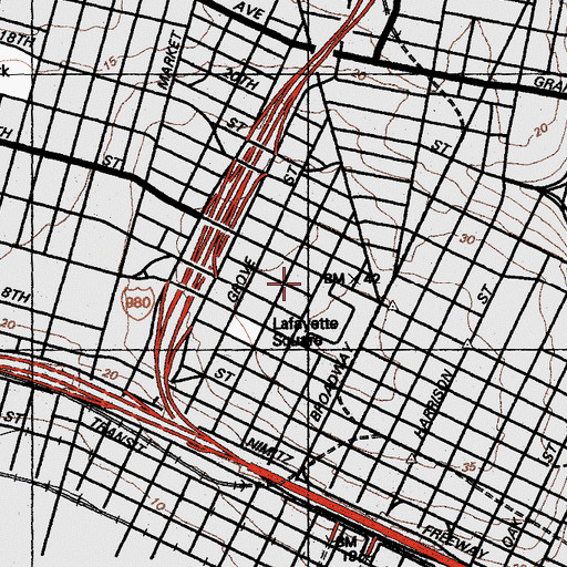 Topographic Map of Byron Rumford Post Office, CA