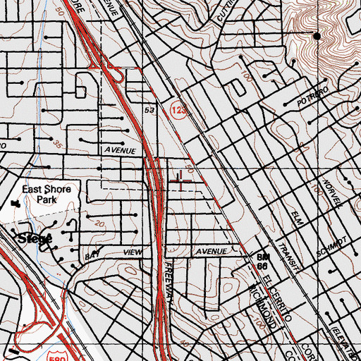 Topographic Map of El Cerrito Carrier AnnexPost Office, CA