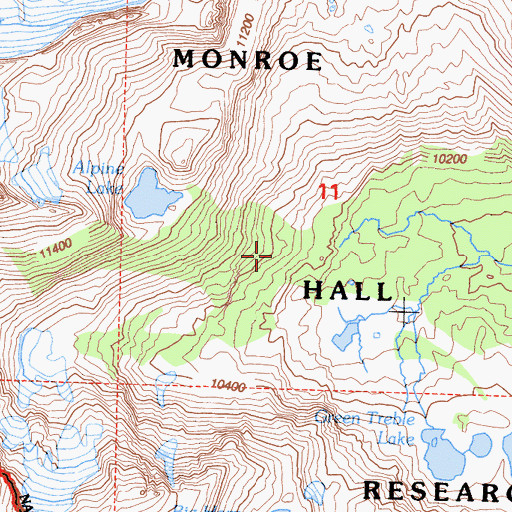 Topographic Map of Harvey Monroe Hall Research Natural Area, CA