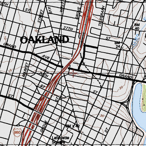 Topographic Map of West Grand Carrier Annex Post Office, CA