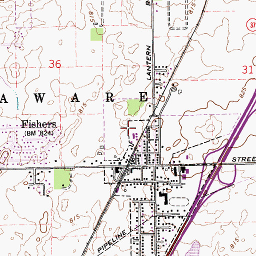 Topographic Map of Fishers Police Department, IN