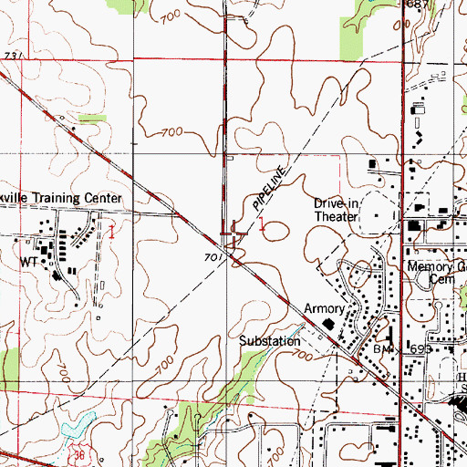 Topographic Map of Rockville Town Police Department, IN