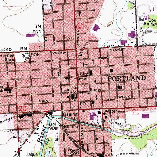Topographic Map of Portland Police Department, IN