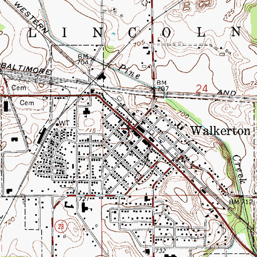 Topographic Map of Walkerton Police Department, IN