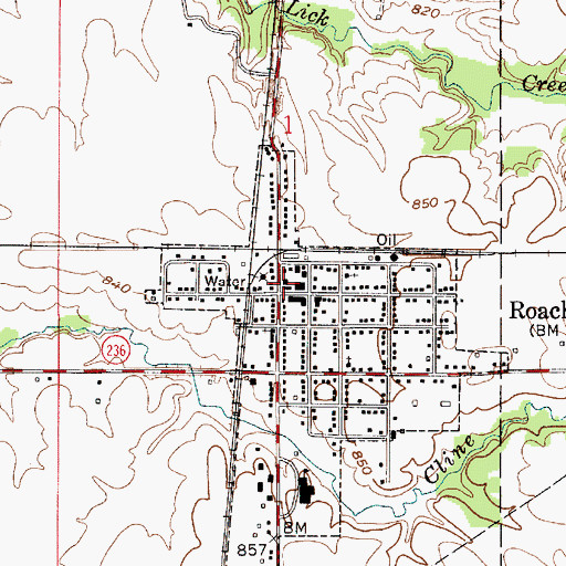 Topographic Map of Roachdale Police Department, IN