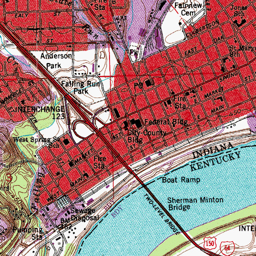 Topographic Map of Floyd County Sheriff's Office, IN
