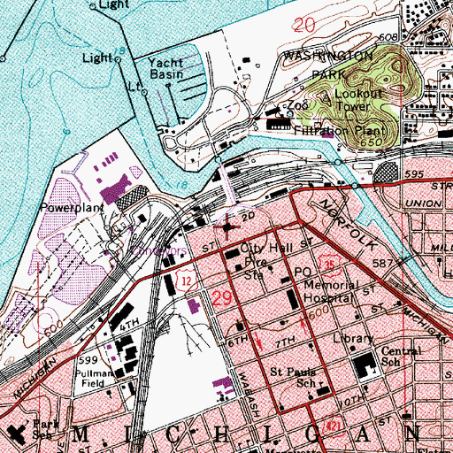 Topographic Map of Michigan City Police Department, IN