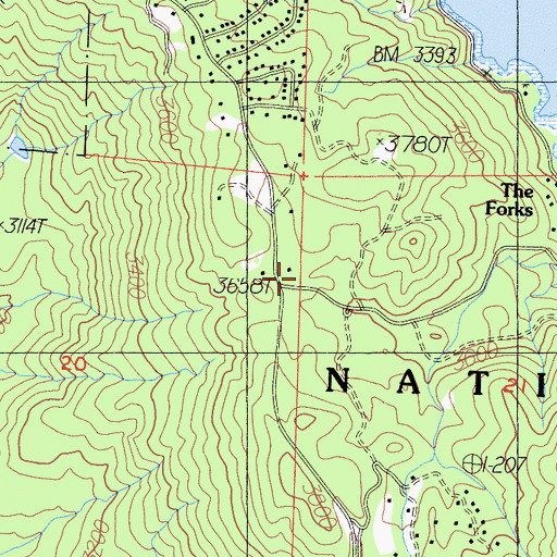 Topographic Map of Forks Resort, CA
