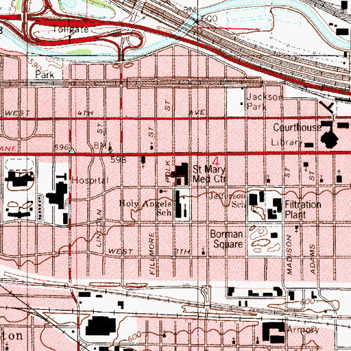 Topographic Map of Gary Police Department, IN