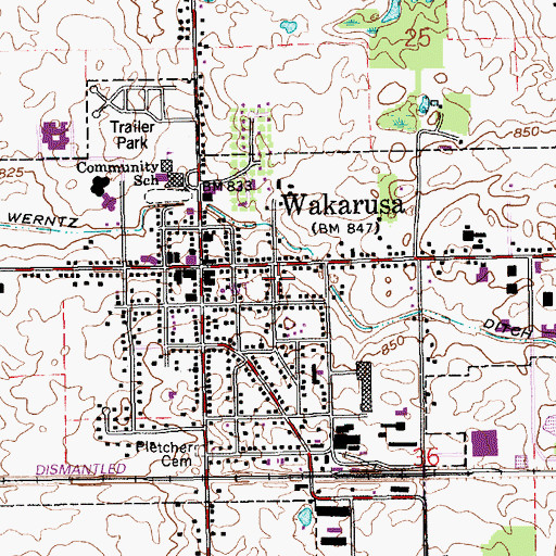 Topographic Map of Wakarusa Police Department, IN