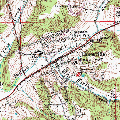 Topographic Map of Lanesville Town Marshal, IN