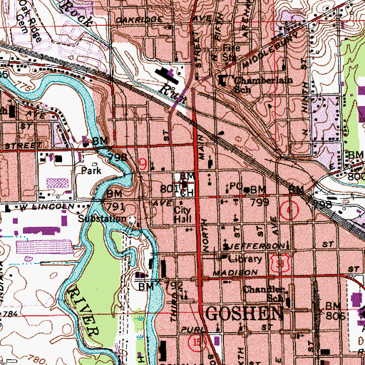 Topographic Map of Elkhart County Sheriff's Office, IN