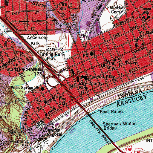 Topographic Map of New Albany Police Department, IN