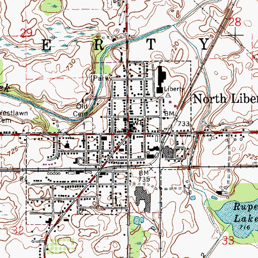Topographic Map of North Liberty Police Dept, IN