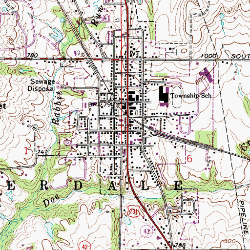 Topographic Map of Cloverdale Police Department, IN
