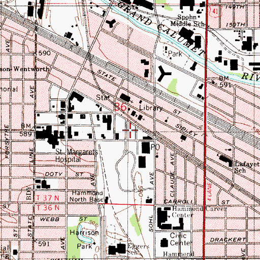 Topographic Map of Hammond Police Department, IN