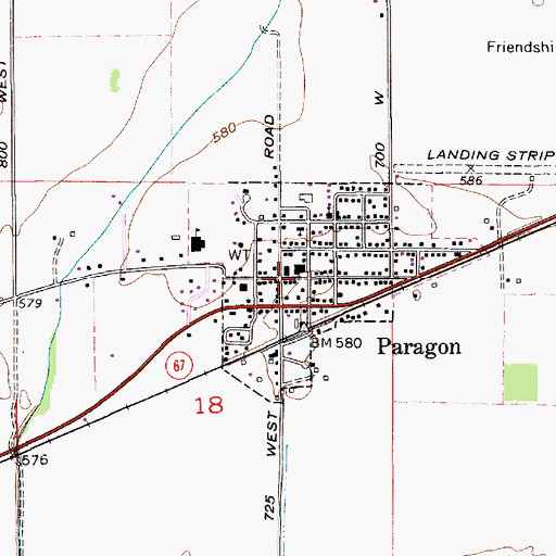 Topographic Map of Paragon Police Department, IN