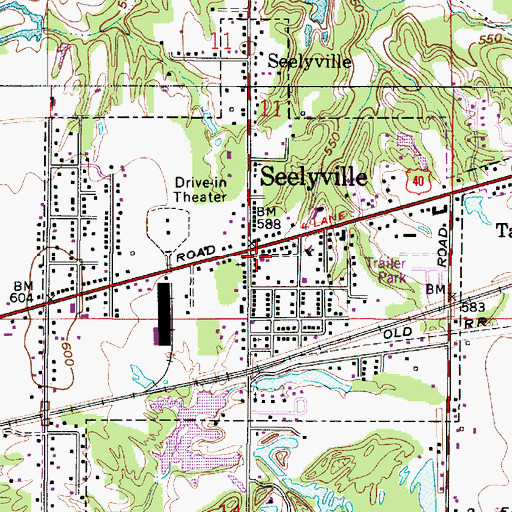 Topographic Map of Seelyville Marshal, IN
