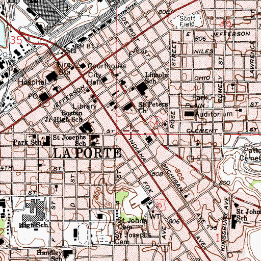 Topographic Map of La Porte Police Department, IN