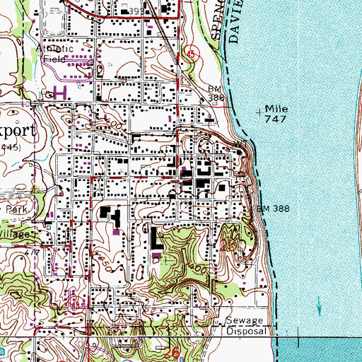 Topographic Map of Rockport Police Department, IN