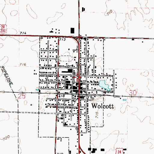 Topographic Map of Wolcott Police Department, IN