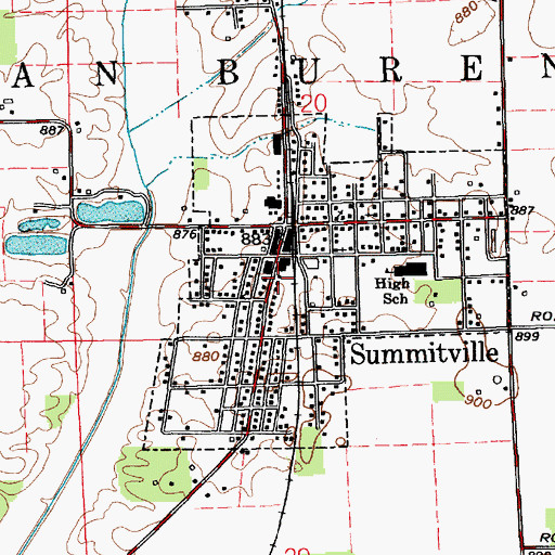 Topographic Map of Summitville Police Department, IN