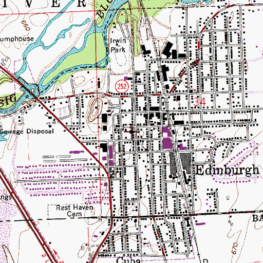 Topographic Map of Edinburgh Police Department, IN