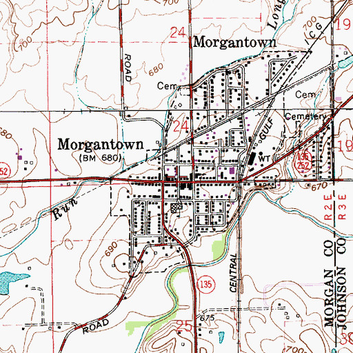 Topographic Map of Morgantown Police Department, IN