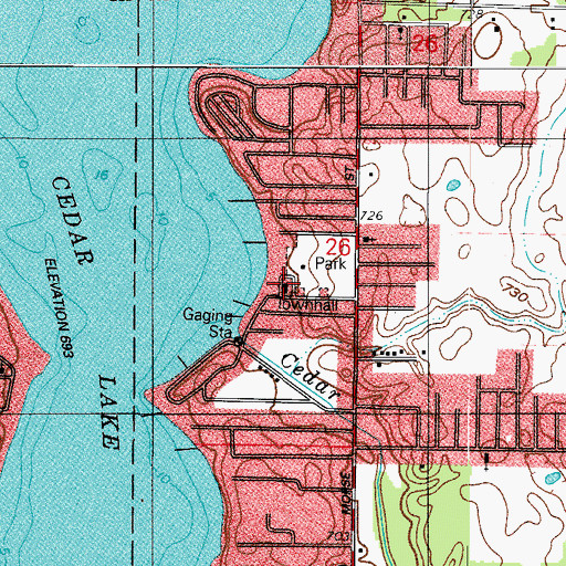 Topographic Map of Cedar Lake Police Department, IN