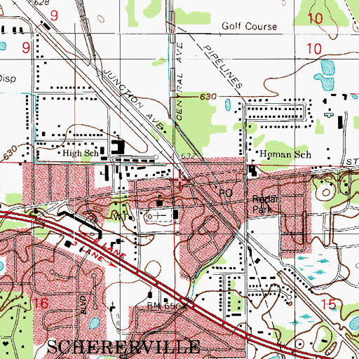 Topographic Map of Schererville Police Department, IN
