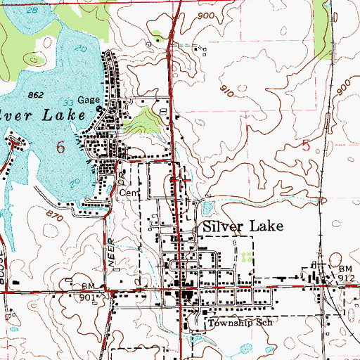 Topographic Map of Silver Lake Town Marshal's Office, IN